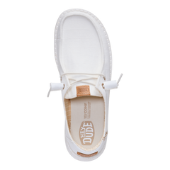 Hey Dude Womens Wendy Chambray Grid Lifestyle Shoes in Snow White