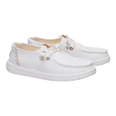 Hey Dude Womens Wendy Chambray Grid Lifestyle Shoes in Snow White