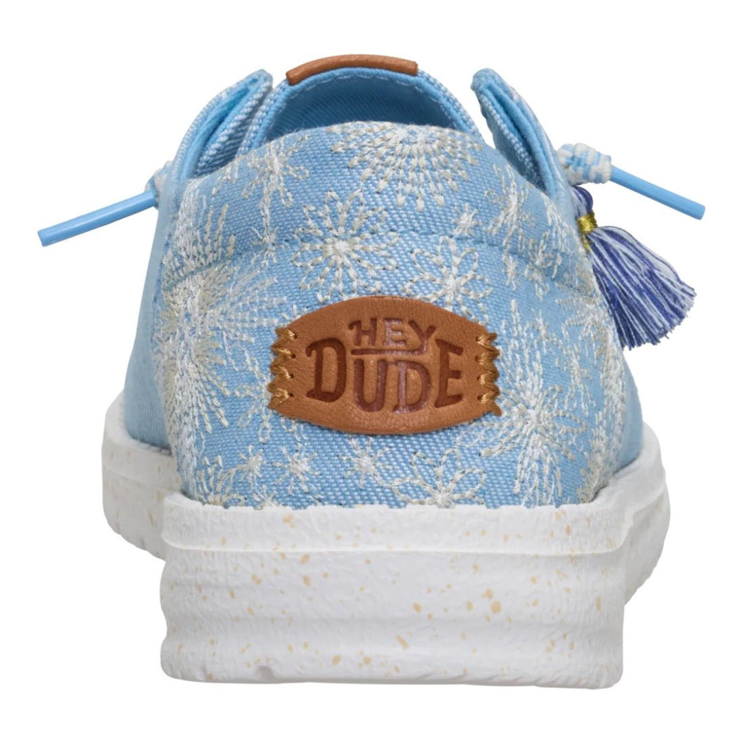 Hey Dude Womens Wendy Funk Lifestyle Shoes in Embroidered Floral Blue