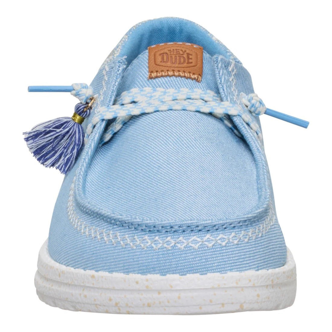 Hey Dude Womens Wendy Funk Lifestyle Shoes in Embroidered Floral Blue