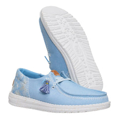 Hey Dude Womens Wendy Funk Lifestyle Shoes in Embroidered Floral Blue