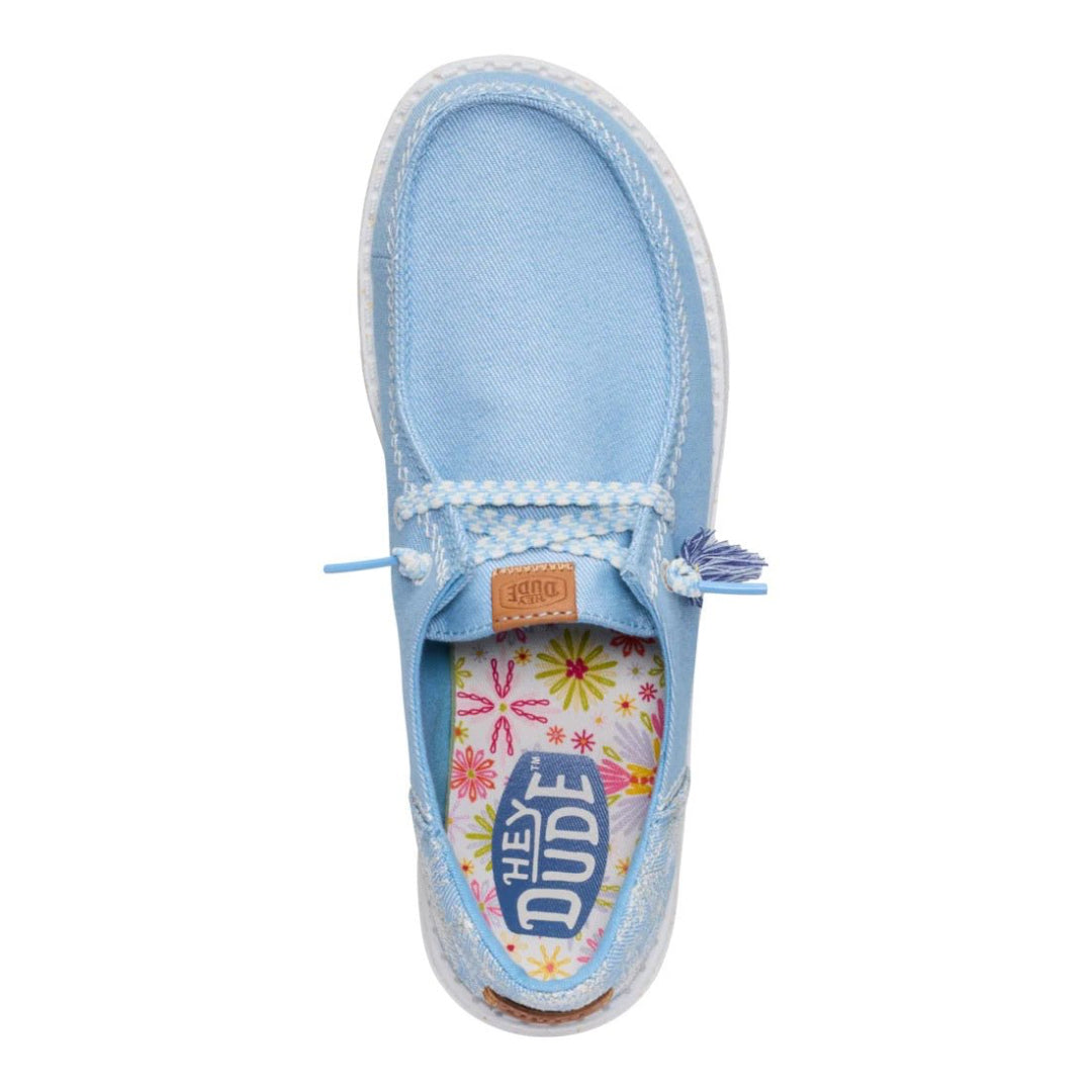 Hey Dude Womens Wendy Funk Lifestyle Shoes in Embroidered Floral Blue