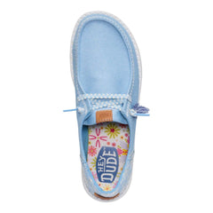 Hey Dude Womens Wendy Funk Lifestyle Shoes in Embroidered Floral Blue