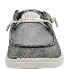 Hey Dude Womens Wendy Metallic Lifestyle Shoes in Sparkle Charcoal