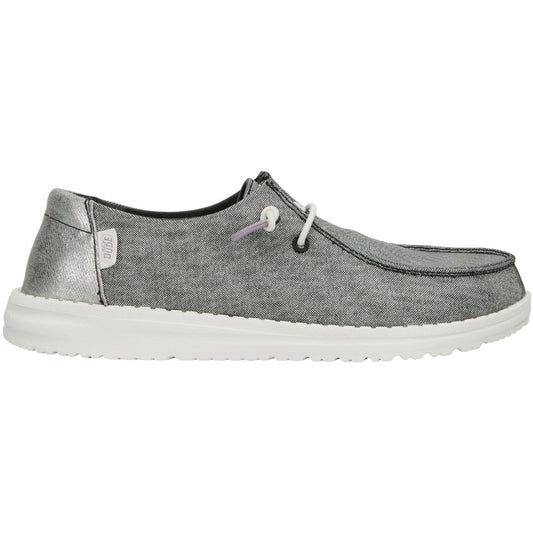 Hey Dude Womens Wendy Metallic Lifestyle Shoes in Sparkle Charcoal