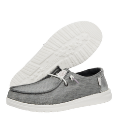 Hey Dude Womens Wendy Metallic Lifestyle Shoes in Sparkle Charcoal