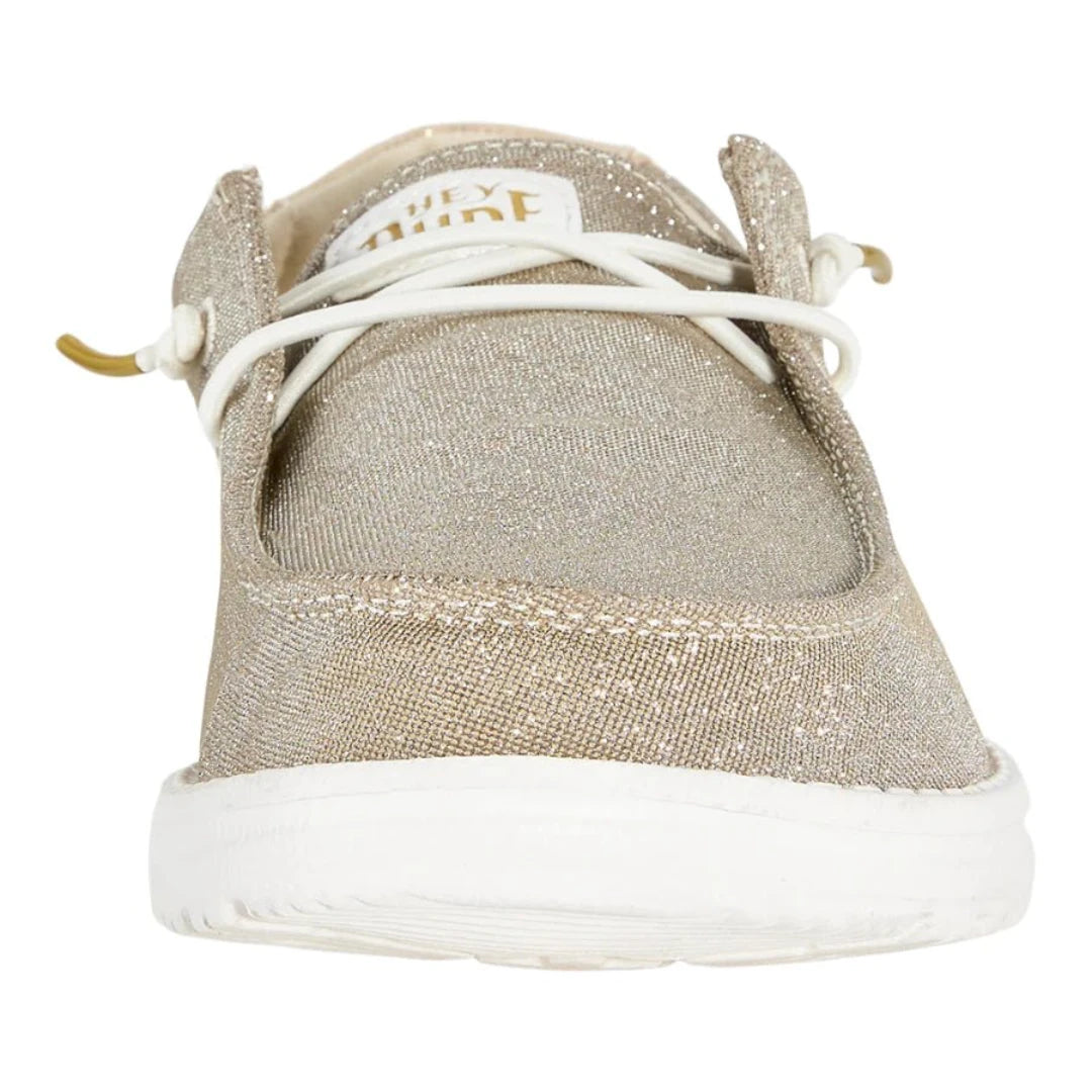 Hey Dude Womens Wendy Metallic Lifestyle Shoes in Sparkle Gold