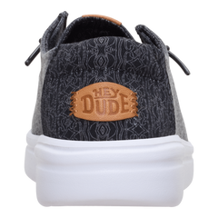 Hey Dude Womens Wendy Rise Chambray Grid Lifestyle Shoes in Black
