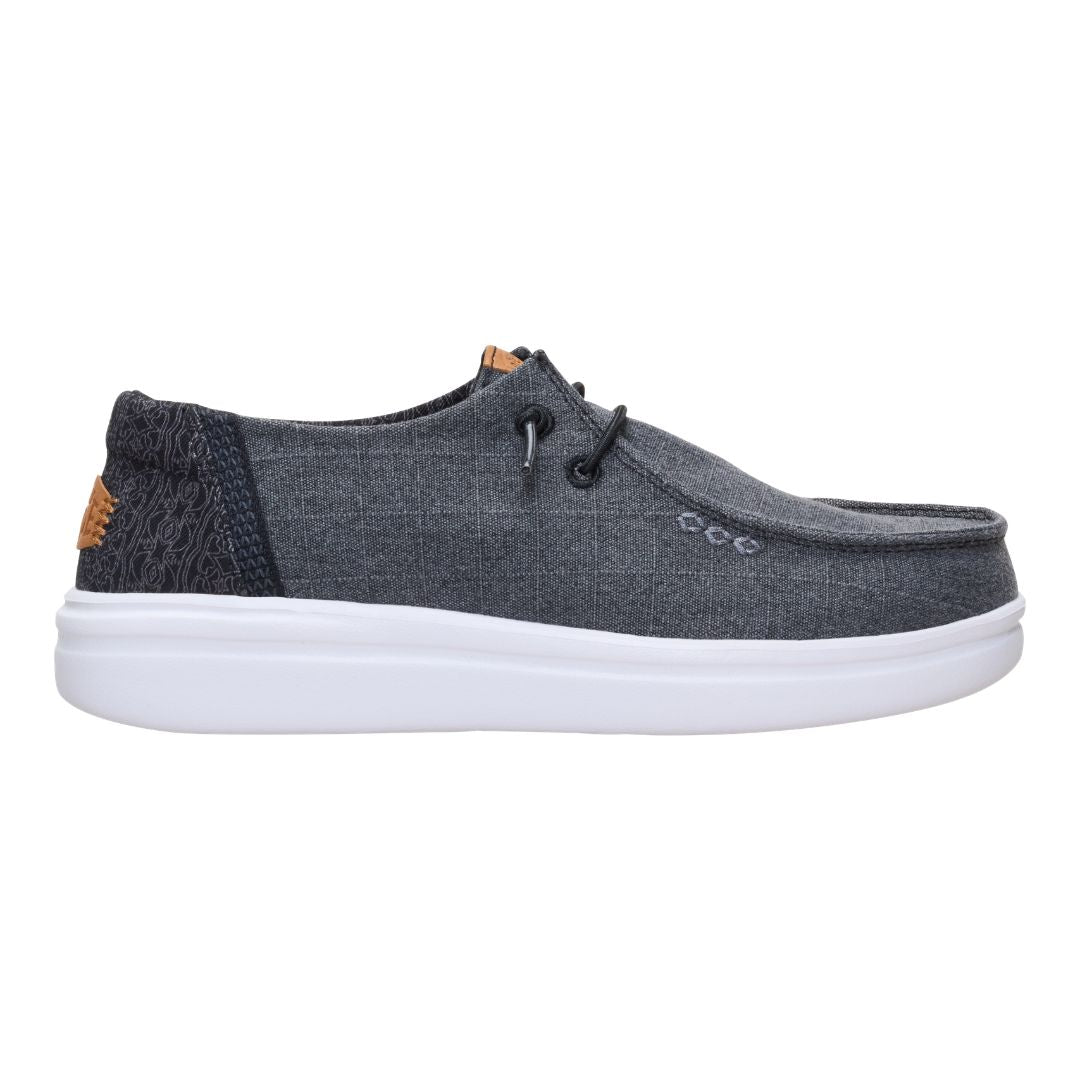 Hey Dude Womens Wendy Rise Chambray Grid Lifestyle Shoes in Black