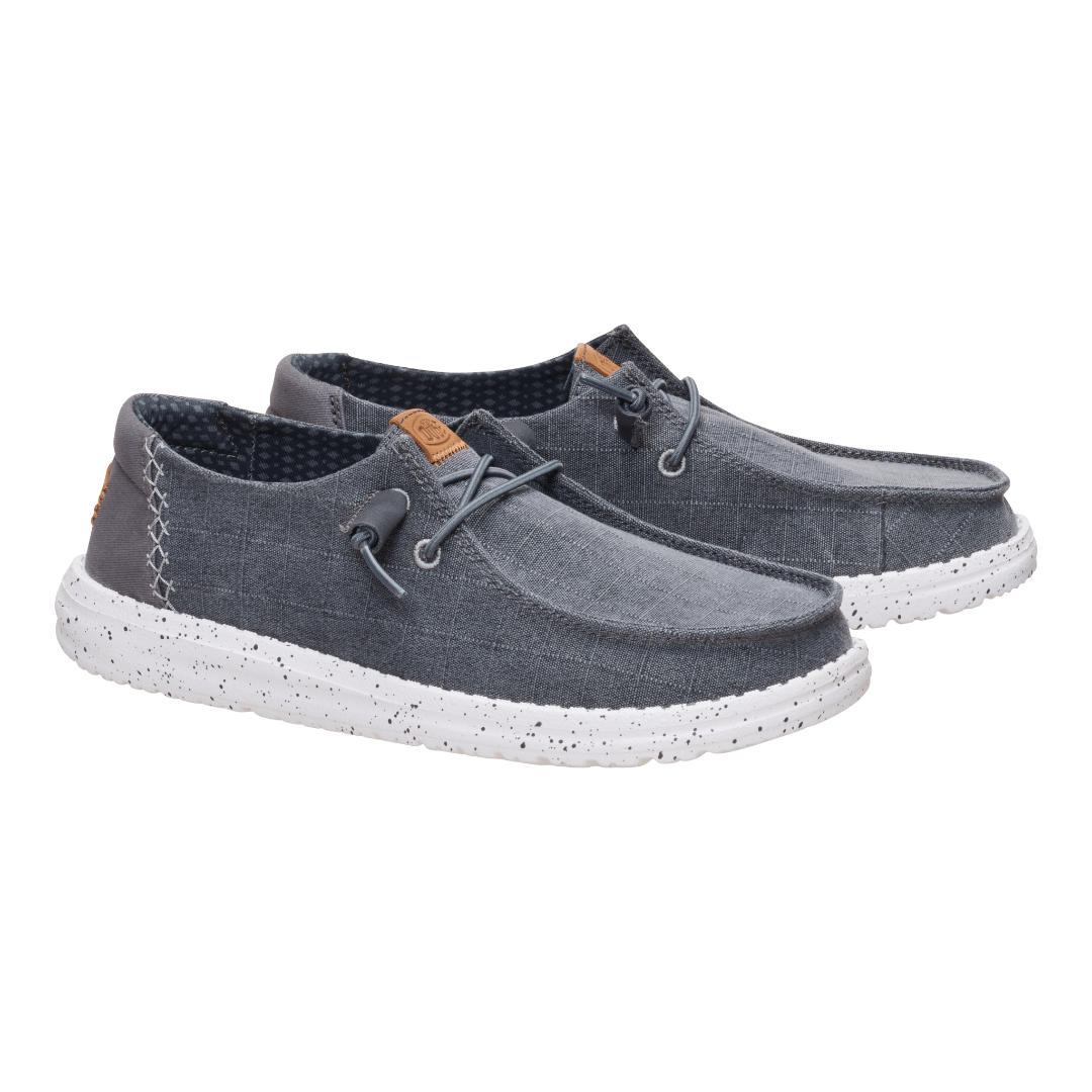 Hey Dude Womens Wendy Rise Chambray Grid Lifestyle Shoes in Black