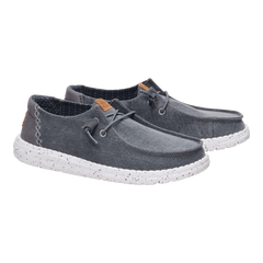Hey Dude Womens Wendy Rise Chambray Grid Lifestyle Shoes in Black