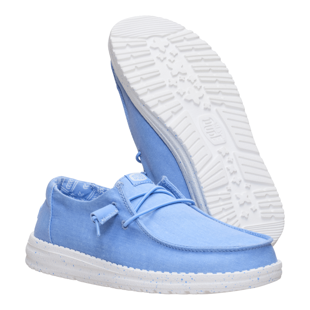 Hey Dude Womens Wendy Stretch Canvas  Lifestyle Shoes in Hydrangea Blue