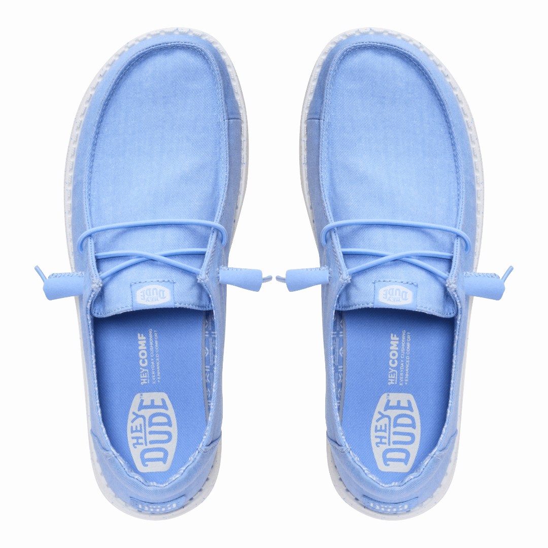 Hey Dude Womens Wendy Stretch Canvas  Lifestyle Shoes in Hydrangea Blue