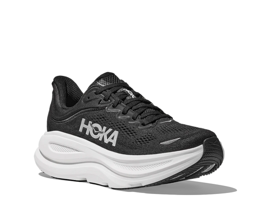 Hoka Mens Bondi 9 Running Shoes in  Black White