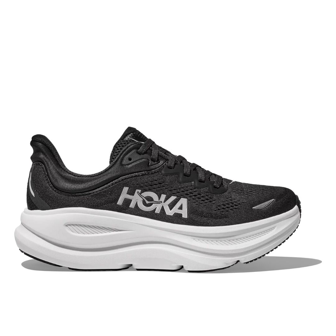 Hoka Mens Bondi 9 Running Shoes in  Black White