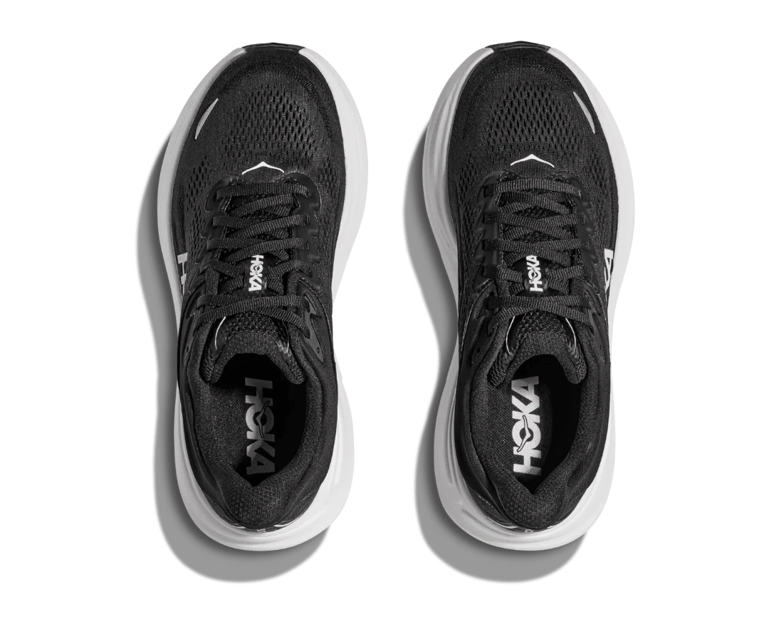 Hoka Mens Bondi 9 Running Shoes in  Black White