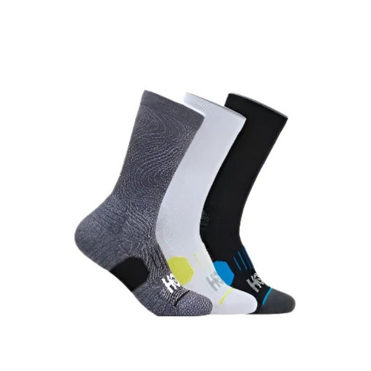 Hoka Unisex Crew Run Socks in Grey, White and Black