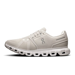 On Women's Cloud 6 Lifestyle Shoe in Pearl & White