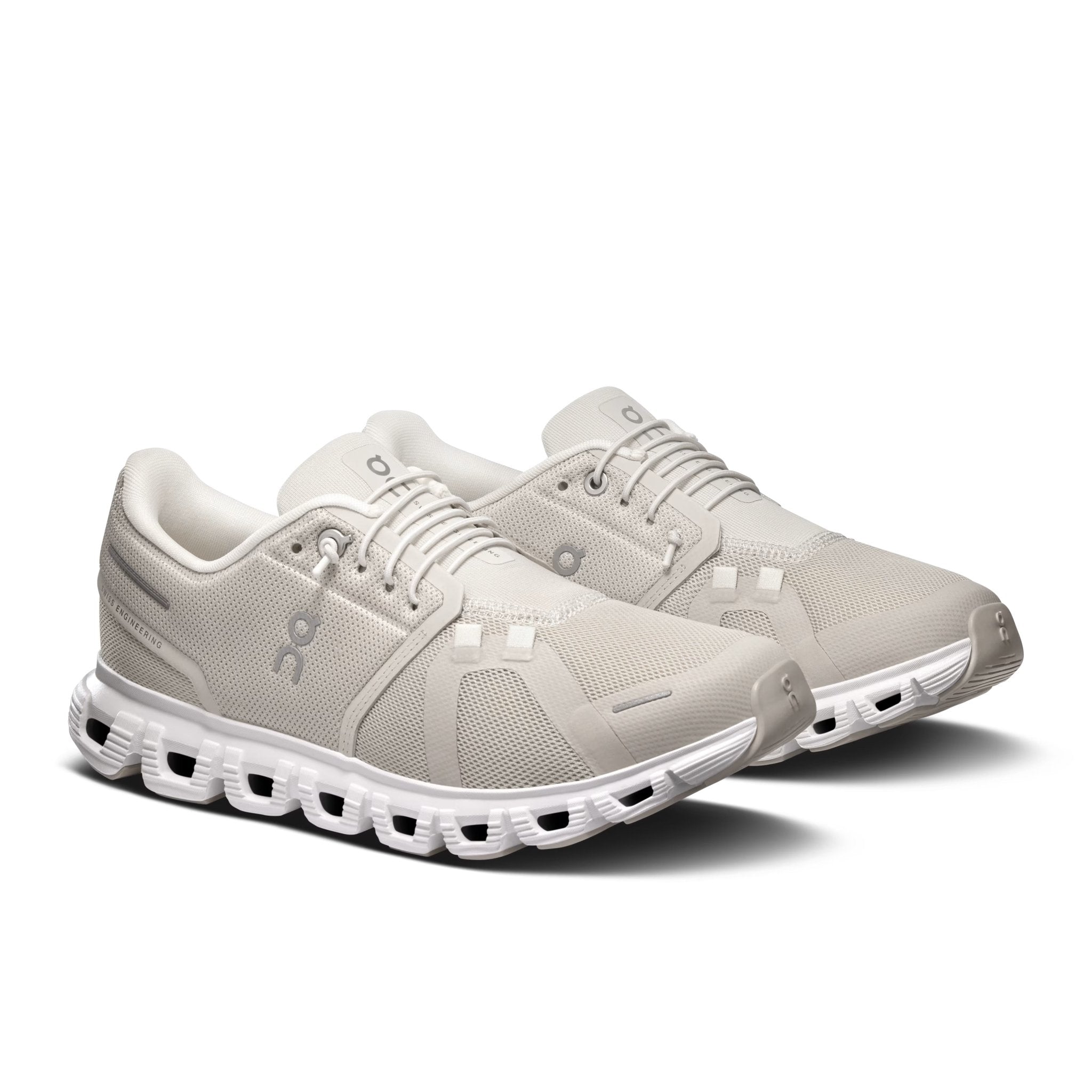 On Women's Cloud 6 Lifestyle Shoe in Pearl & White