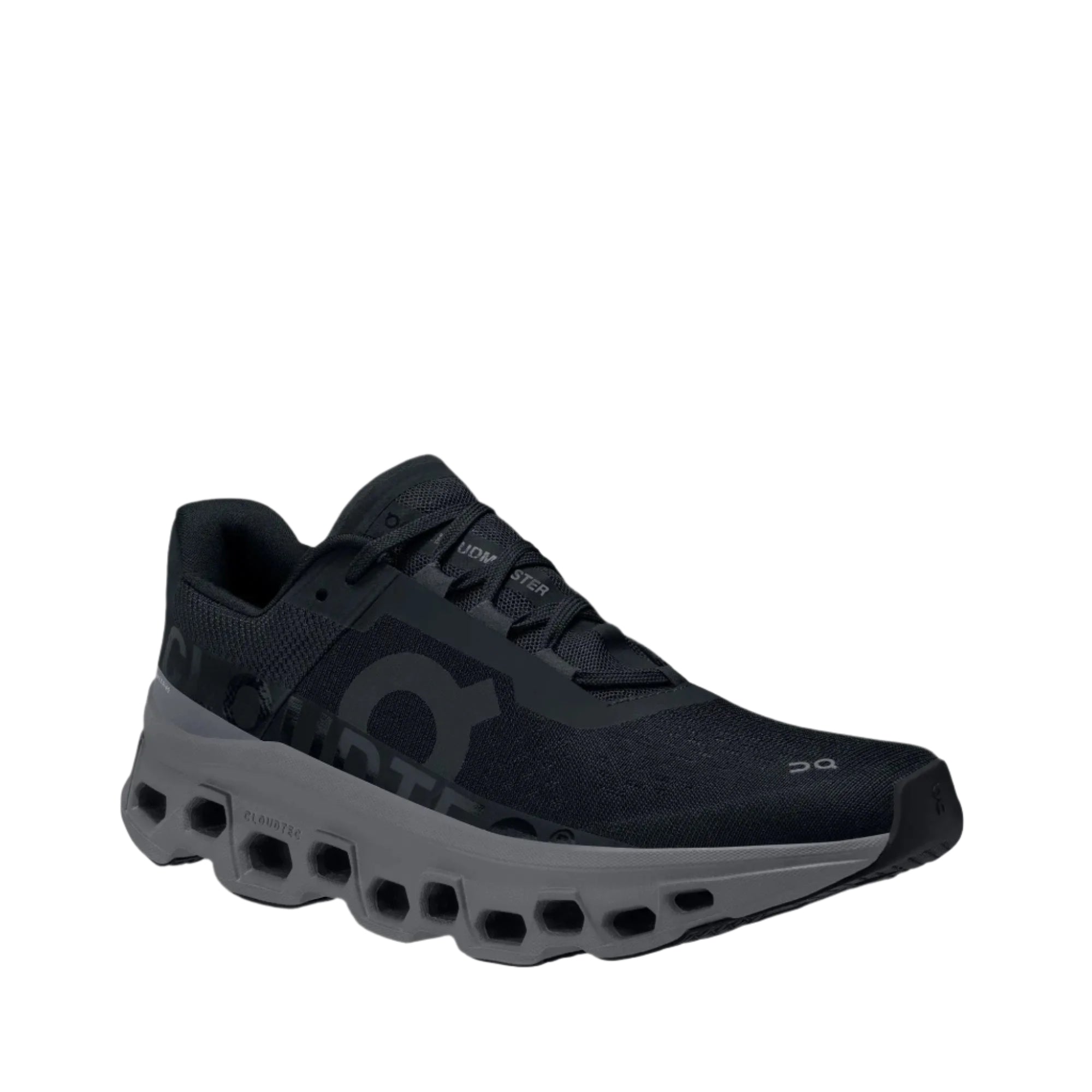 On Women's Cloud Monster Running Shoes in Black Magnet