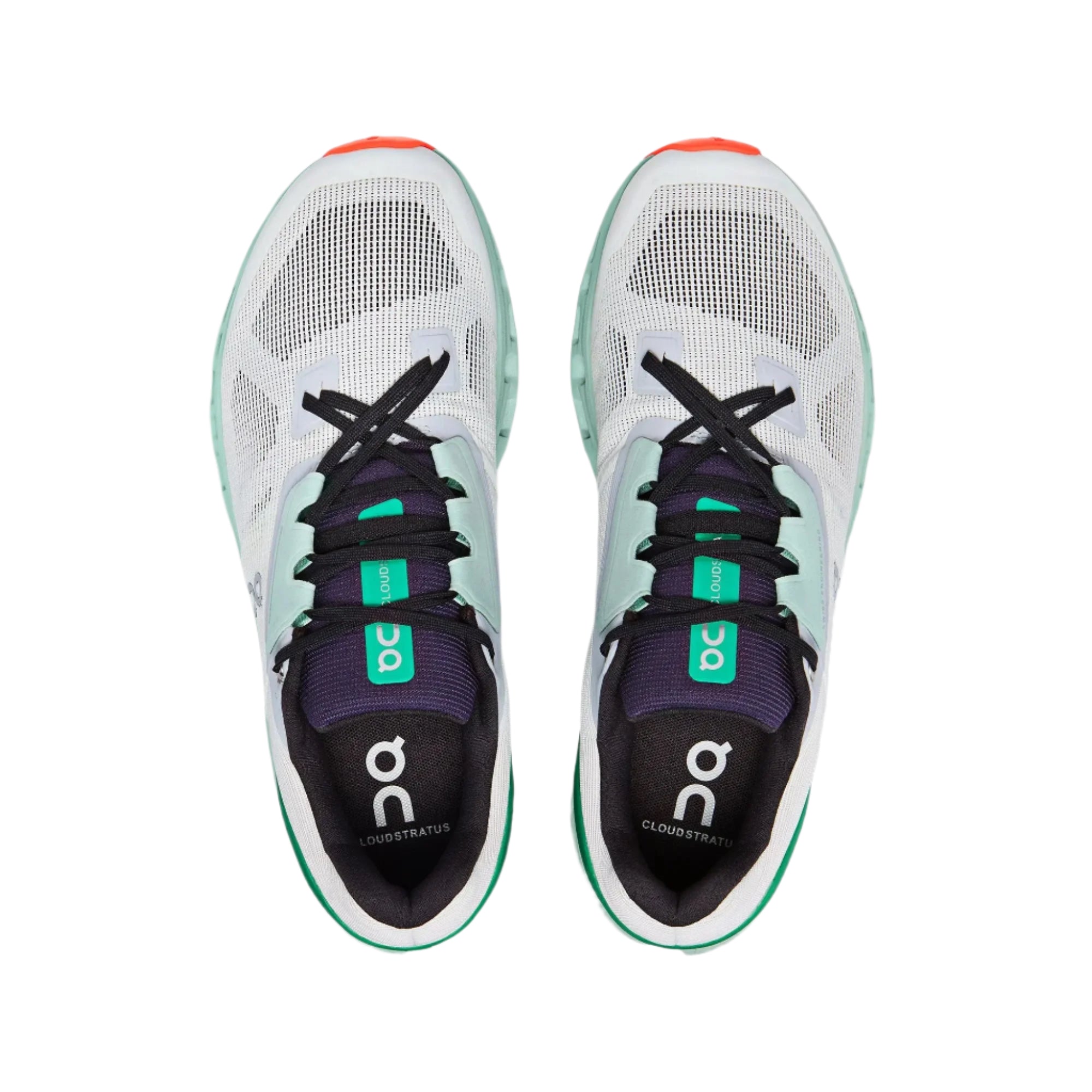 On Women's Cloud Stratus 2 running shoes in Undyed White & Creek