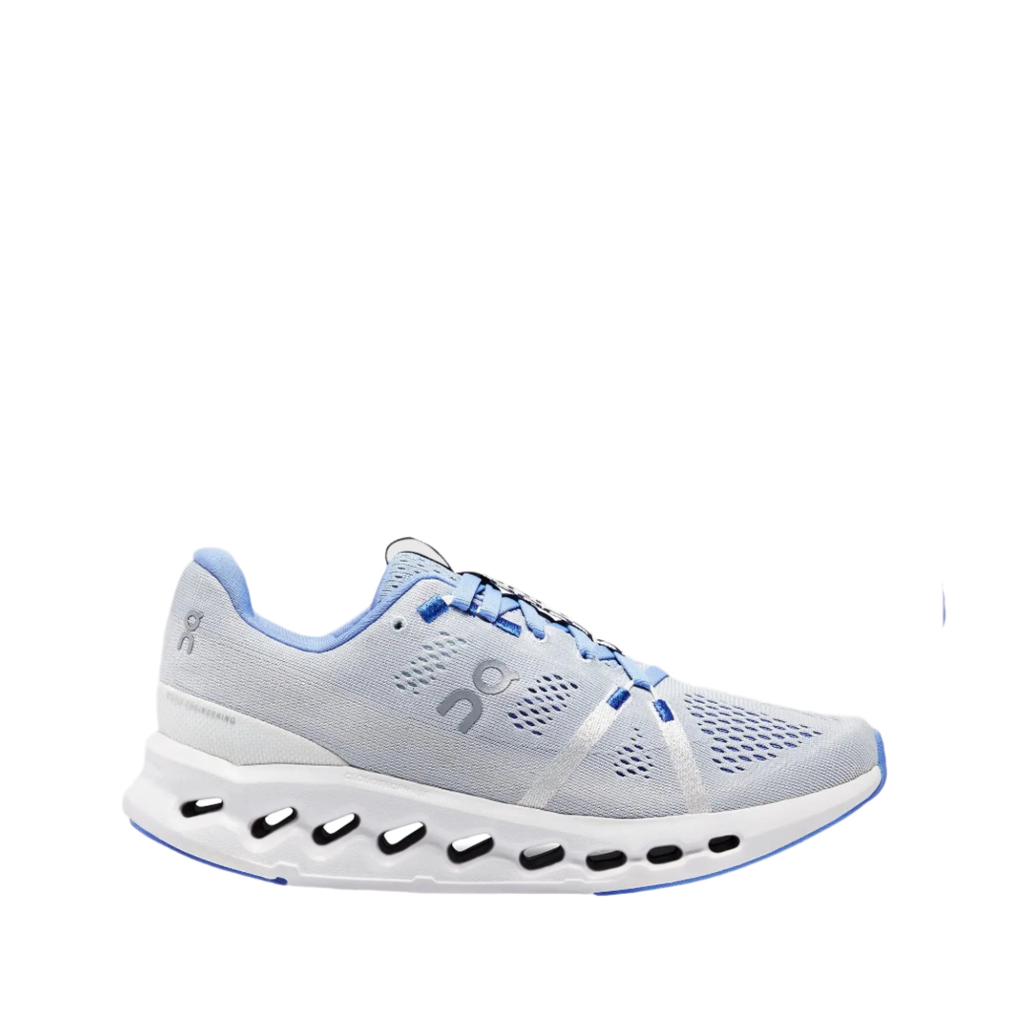 On Women's Cloud Surfer running shoes in Heather & White