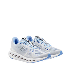 On Women's Cloud Surfer running shoes in Heather & White
