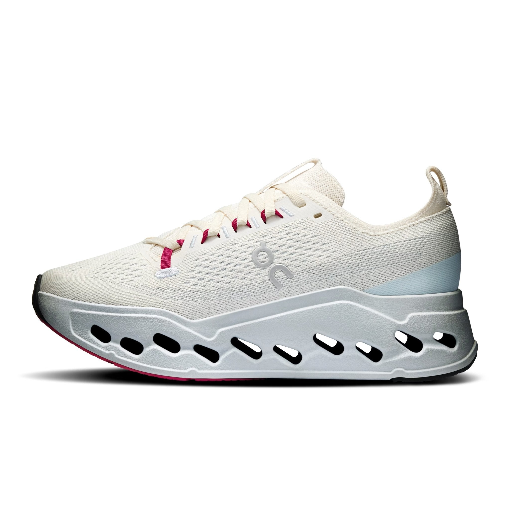 On Women's Cloud Surfer Max running shoes in Ivory Arctic