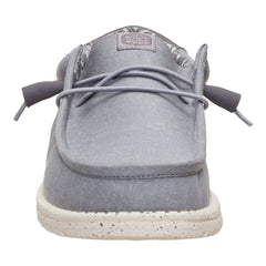 Hey Dude Mens Wally Stretch Canvas Flannel Grey Bone White