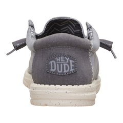 Hey Dude Mens Wally Stretch Canvas Flannel Grey Bone White