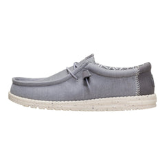 Hey Dude Mens Wally Stretch Canvas Flannel Grey Bone White