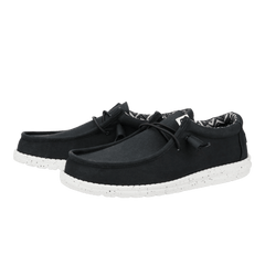 Hey Dude Mens Wally Stretch Canvas Black White
