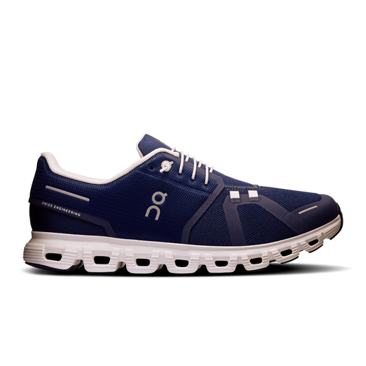 On mens cloud 6 lifestyle shoe in midnight & white
