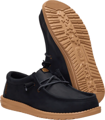 Hey Dude Mens Wally Full Grain Leather Black Tobacco Brown
