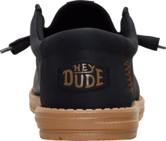 Hey Dude Mens Wally Full Grain Leather Black Tobacco Brown